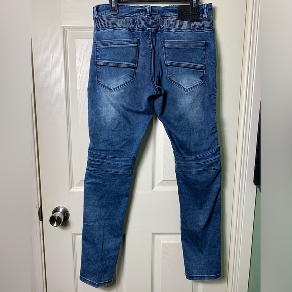 Ron Tomson | Leather Detail Moto Jeans - 32 - Picture 4 of 8